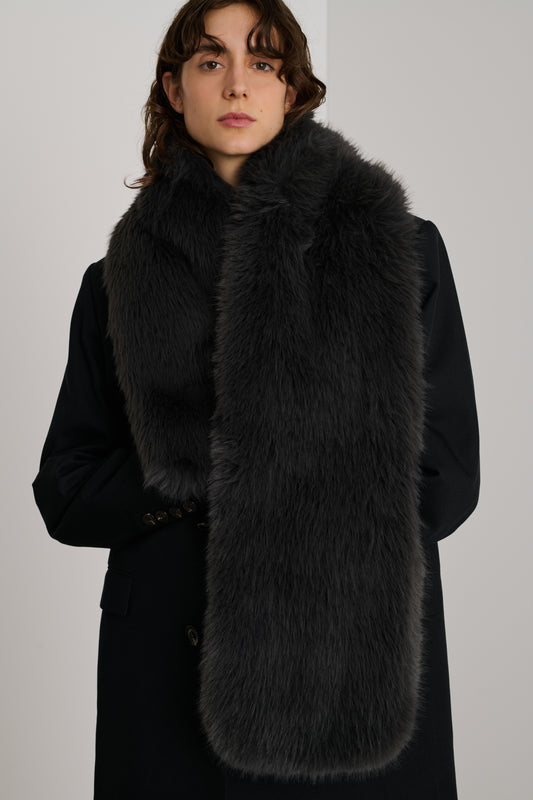 Ruby scarf - Anthracite - Leather - Women