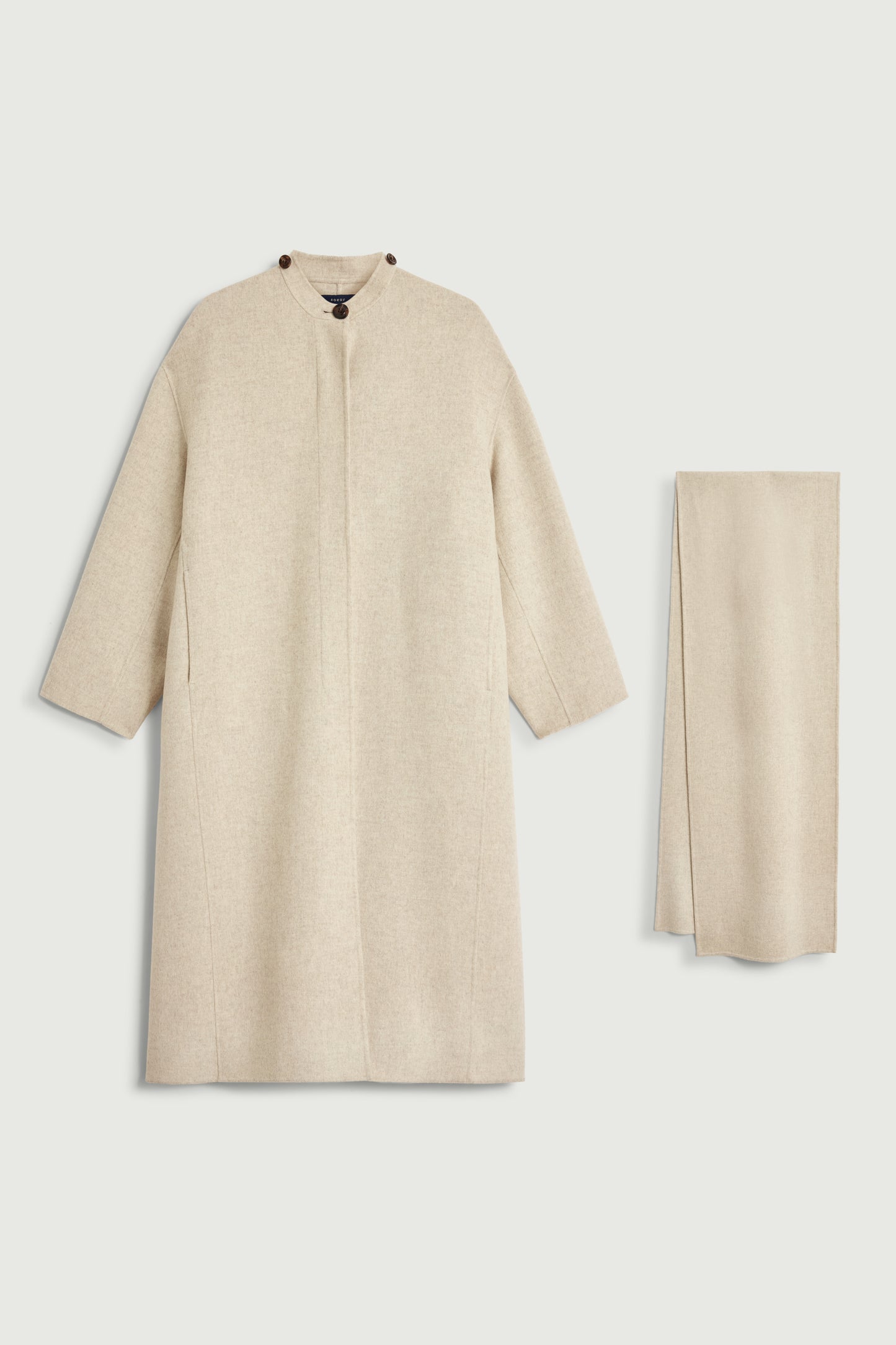Finn coat - Ecru/Grey - Wool - Women