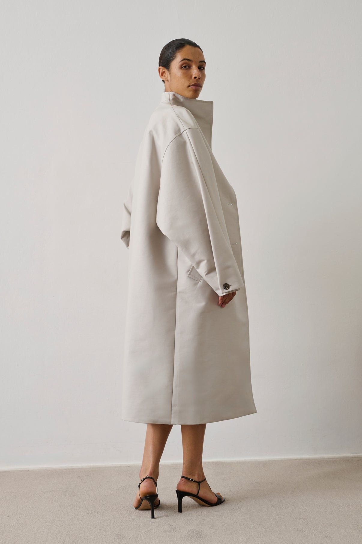 Hyacinthe coat - Light Grey Organic Cotton Women - Soeur vue 2