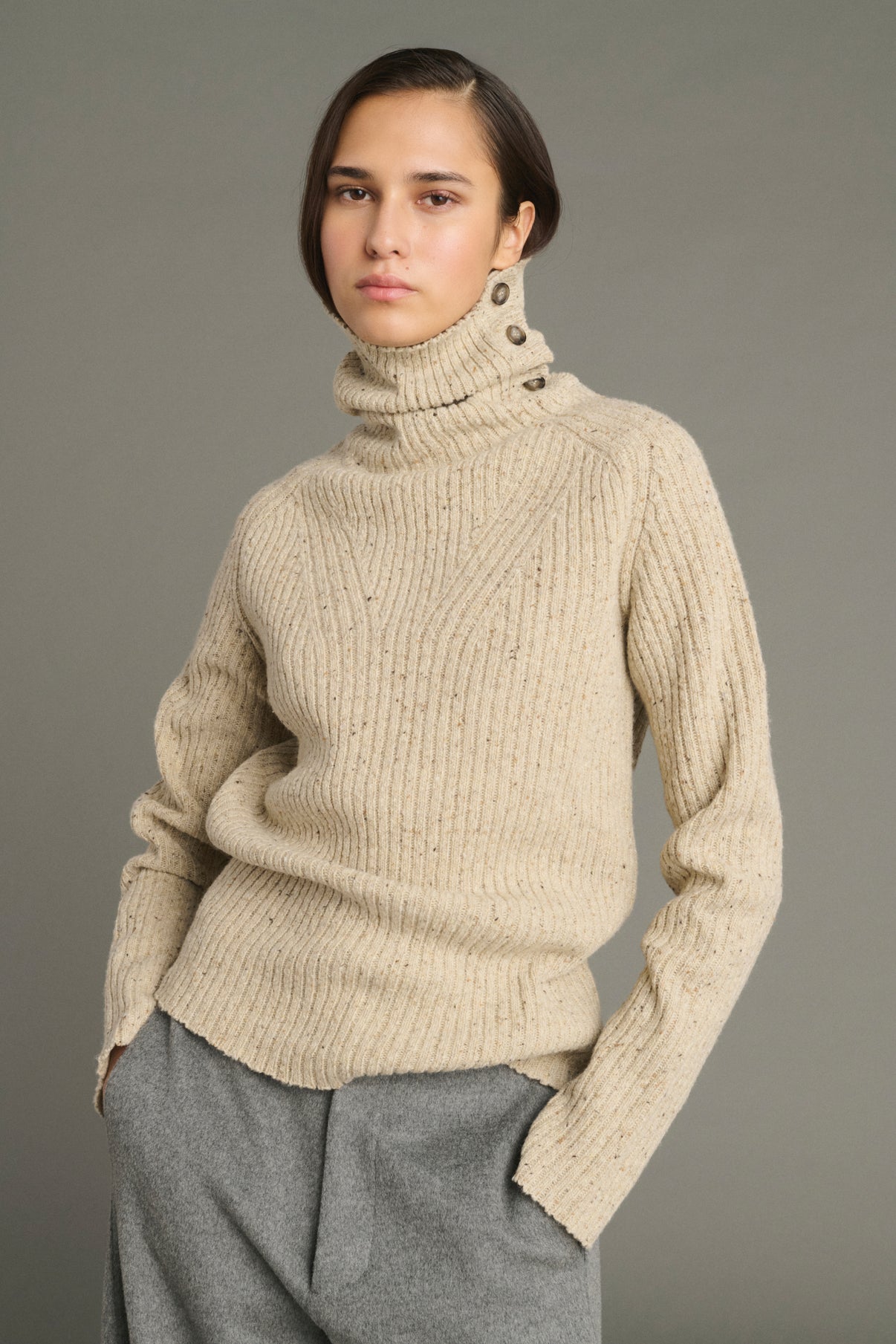 Joey pullover - Light Beige - Wool - Women vue 3