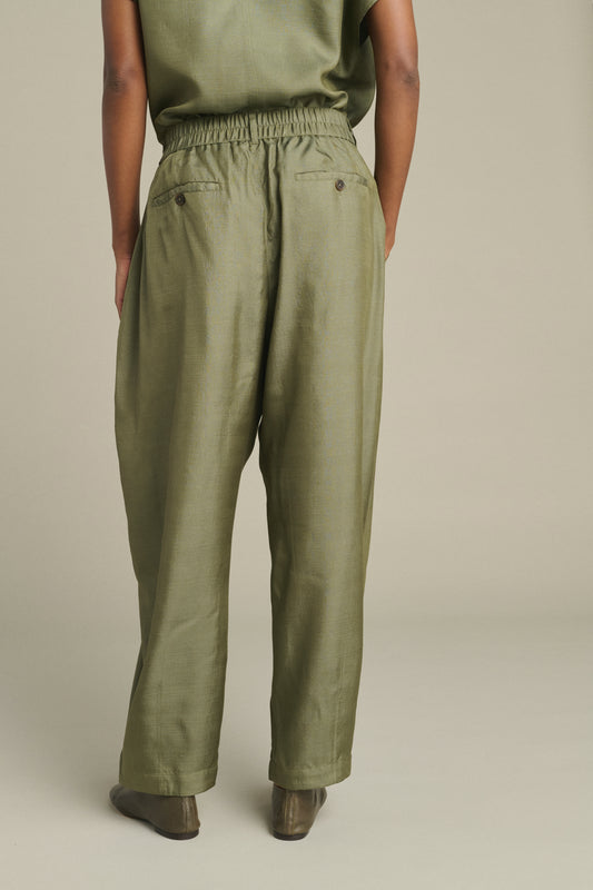 Vernon trousers - Sage Green - Silk - Women
