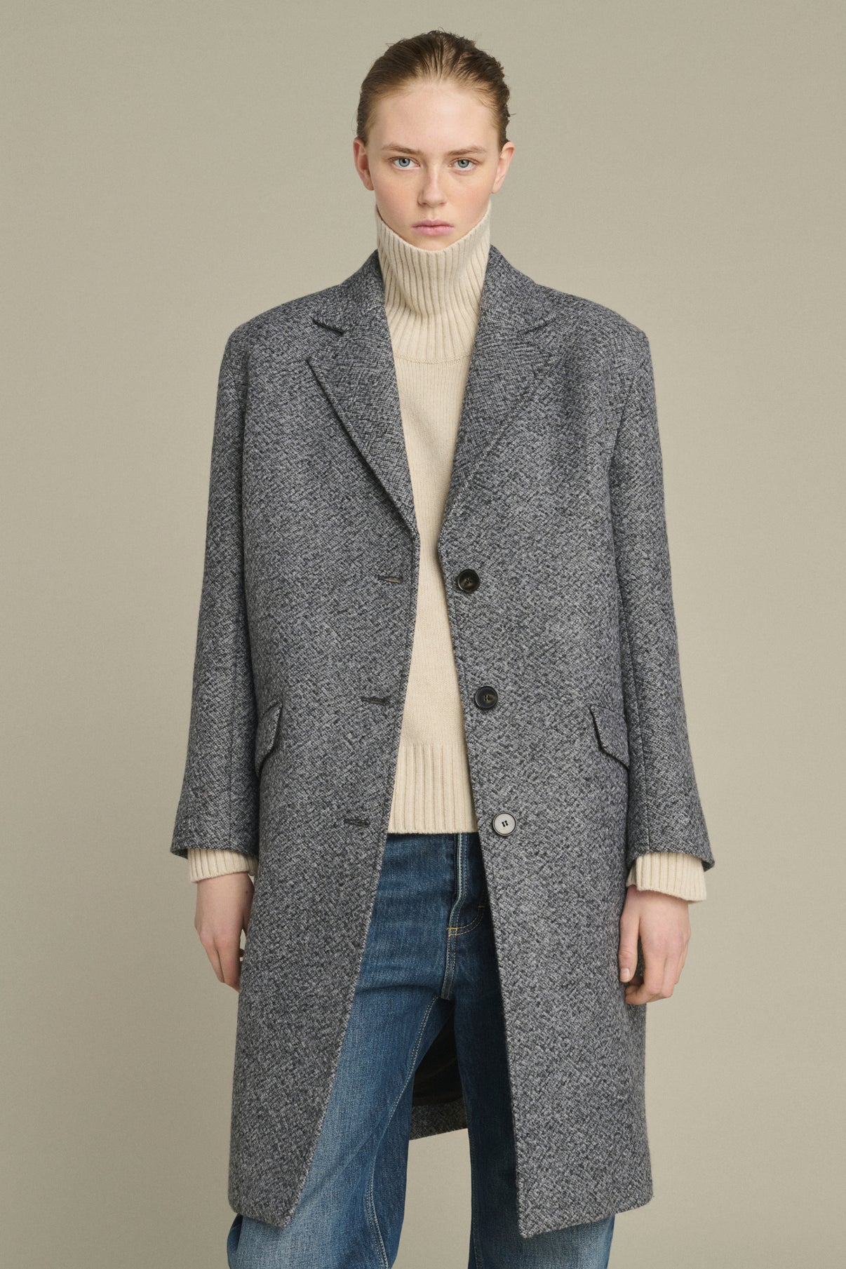 Leon Coat - Grey/Black - Wool - Women vue 5