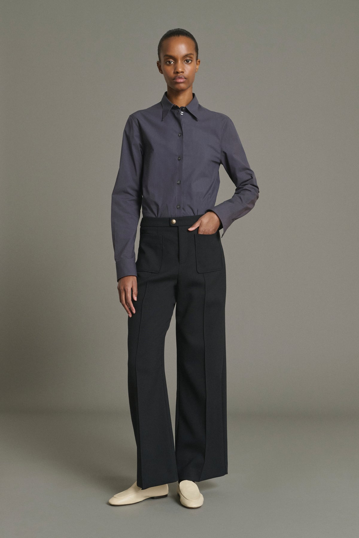 Trousers Harry - Black Wool Flared 7/8 Women - Soeur vue 5