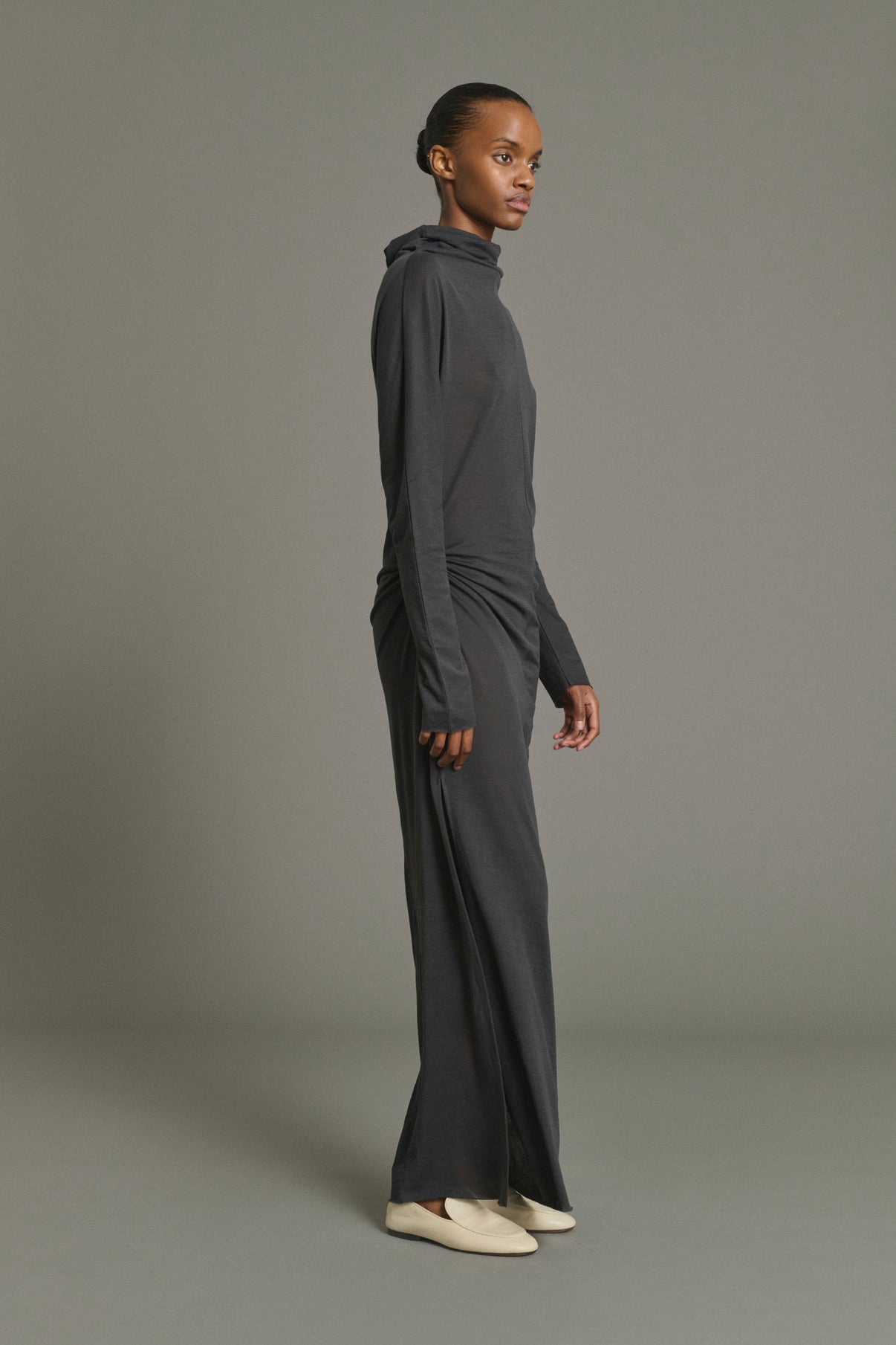 Lola Dress - Anthracite Grey - Cotton - Women vue 3