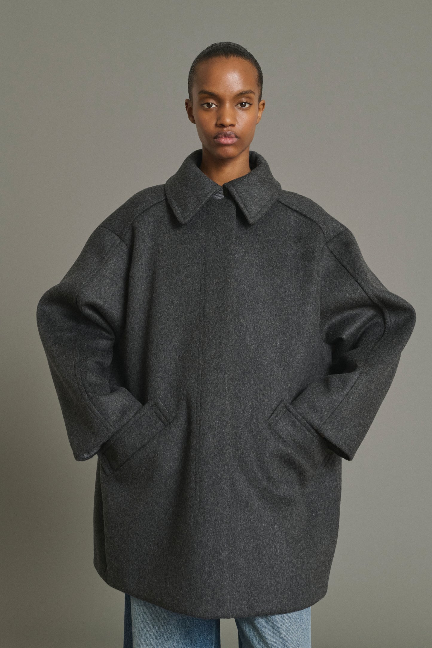 Kasper Coat - Anthracite Marl - Wool - Women