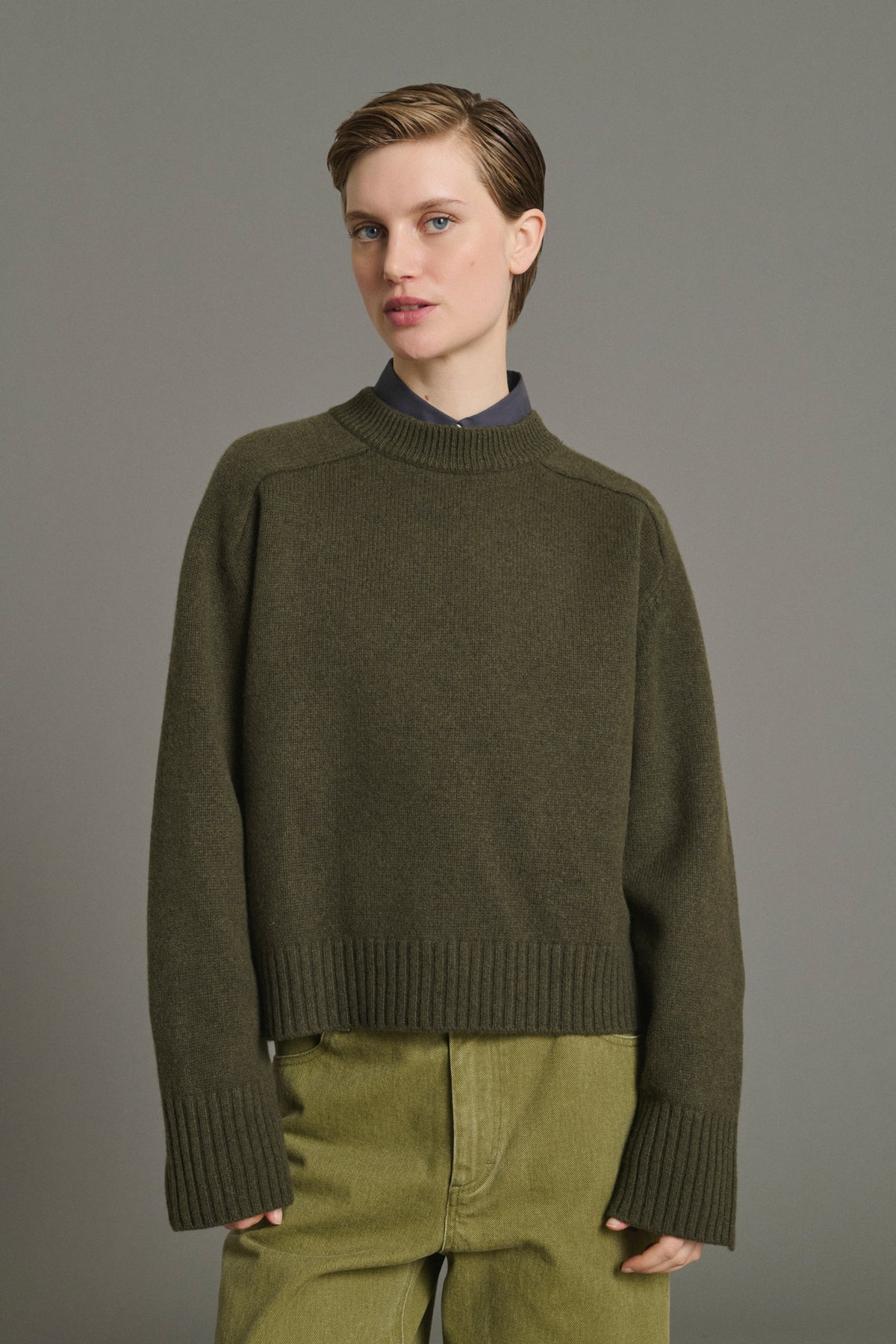 Pullover Will - Khaki Marl - Merino Wool - Women vue 3