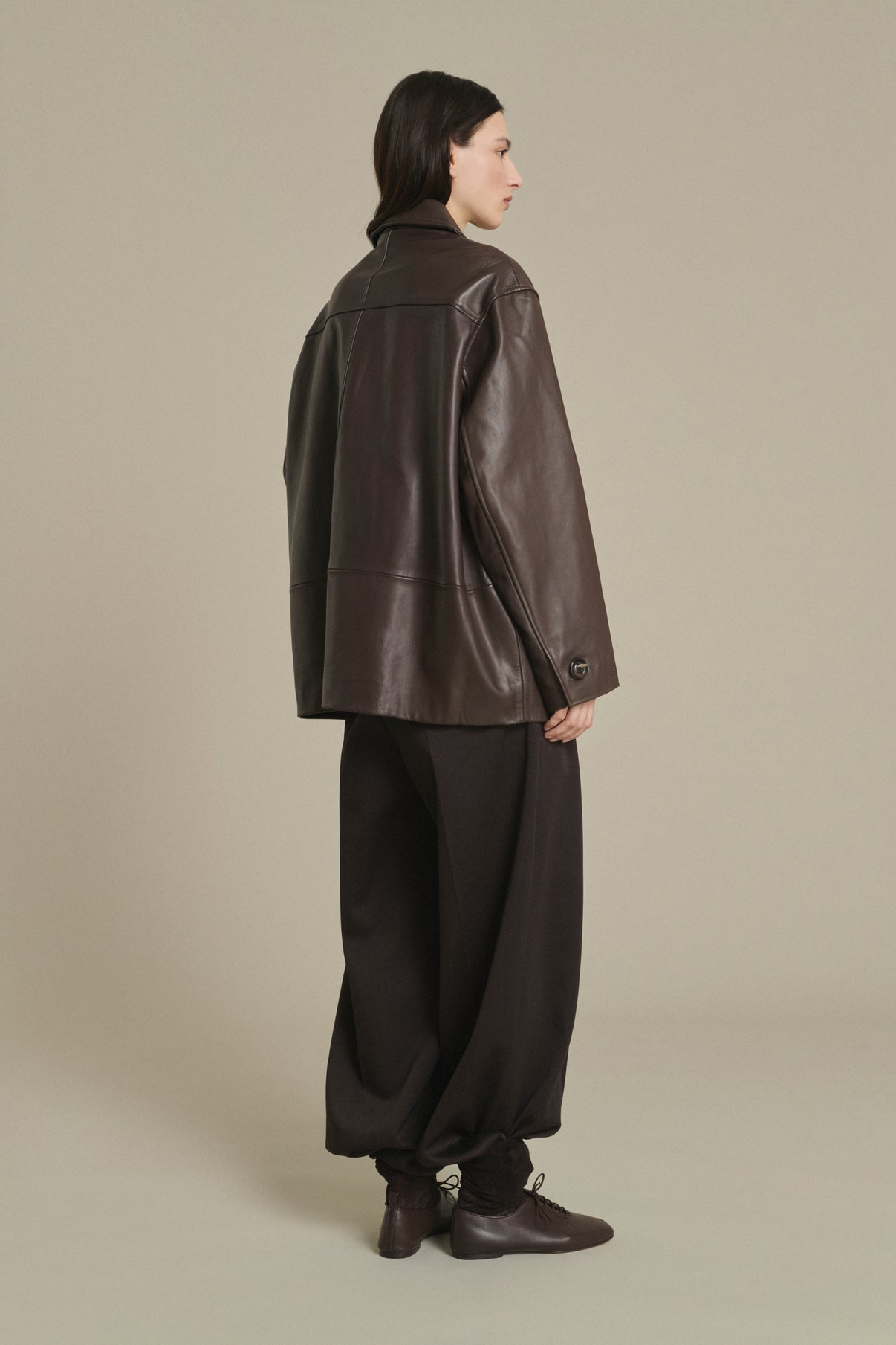 Vincenzo Jacket - Taupe Smooth Leather Women - Soeur vue 2