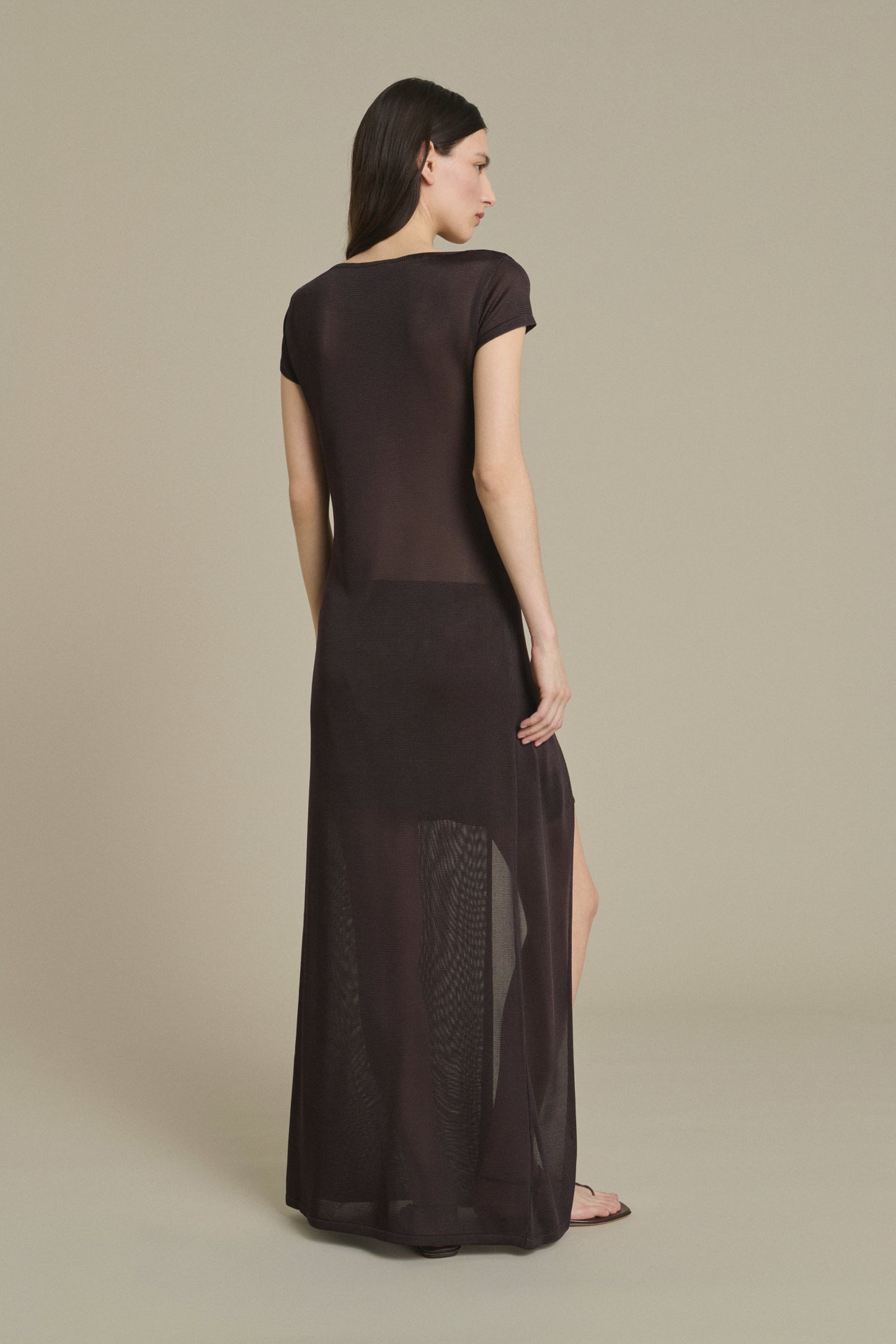 Ornella long mocha slit dress Soeur & TL180 - Soeur