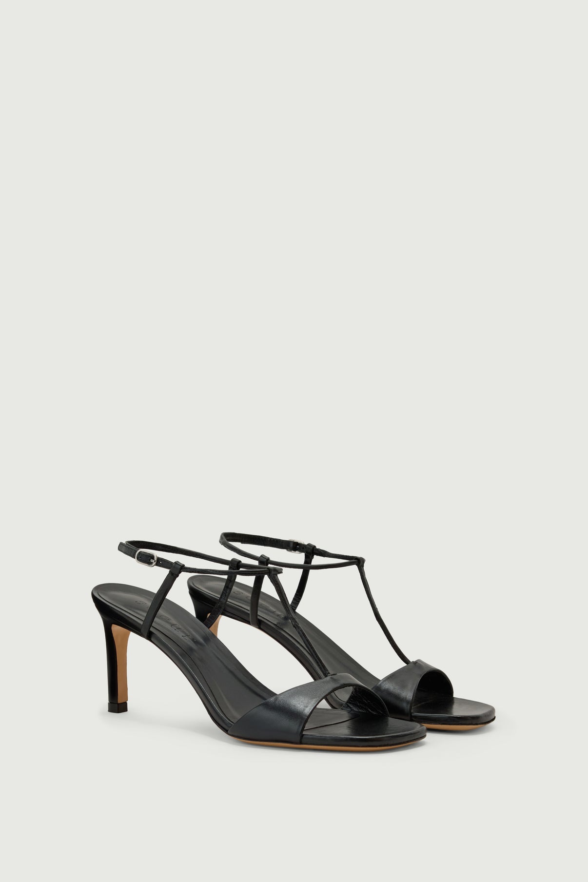 Cecilie sandals - Black Leather with Heel - Soeur vue 4