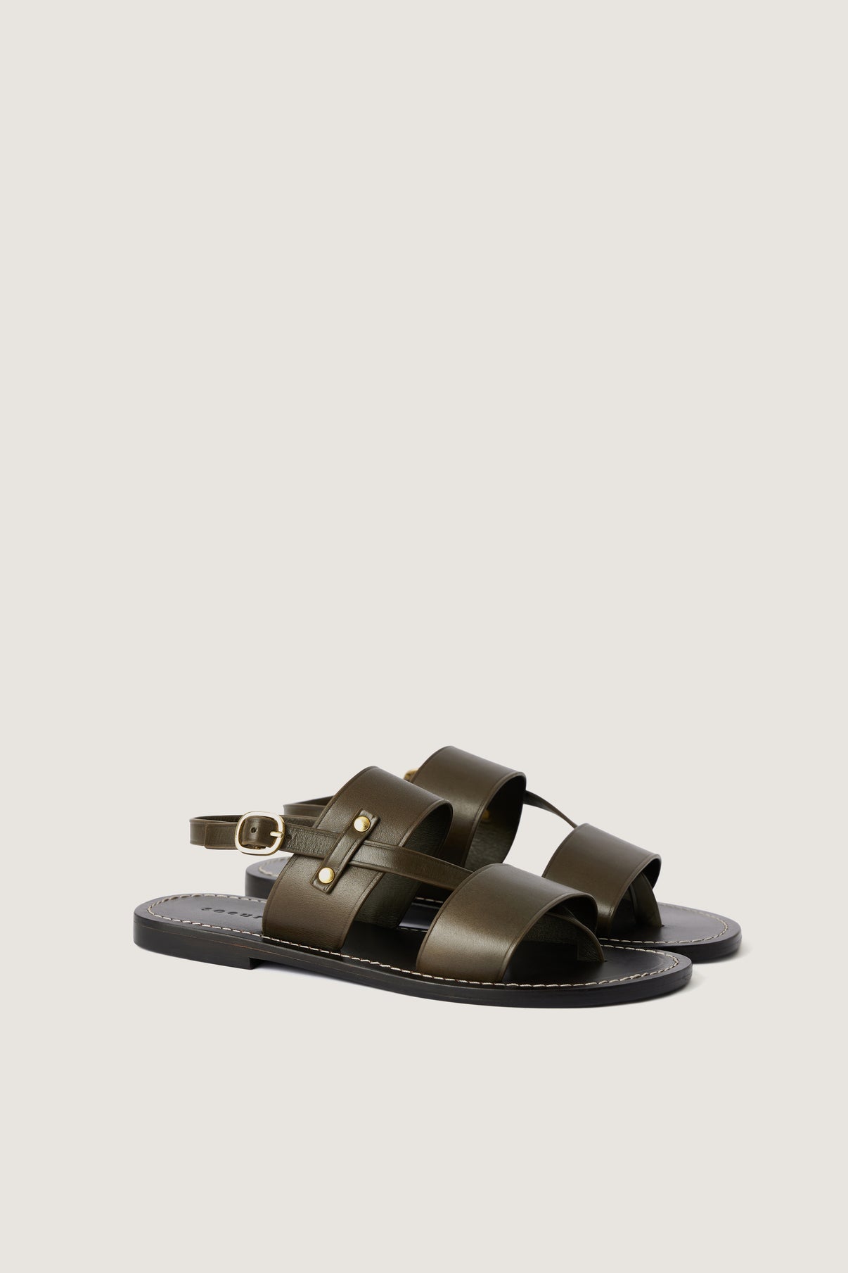 Sandales Amazonia - Kaki - Cuir - Femme vue 2