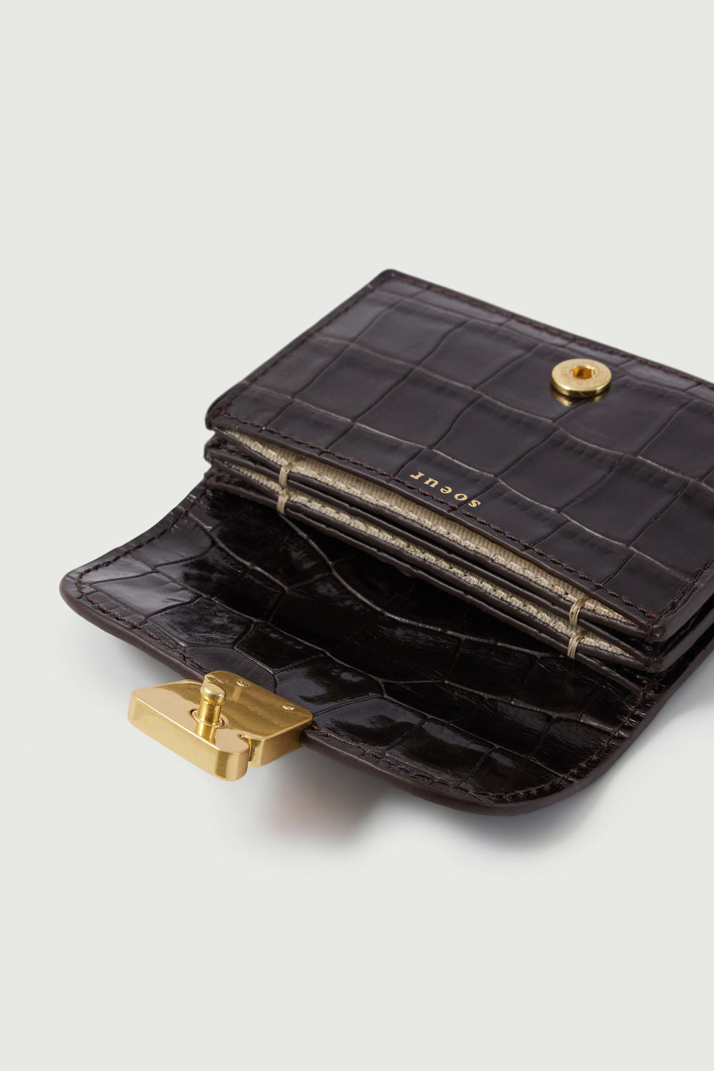 Aube card holder - Dark Brown - Leather - Women vue 3